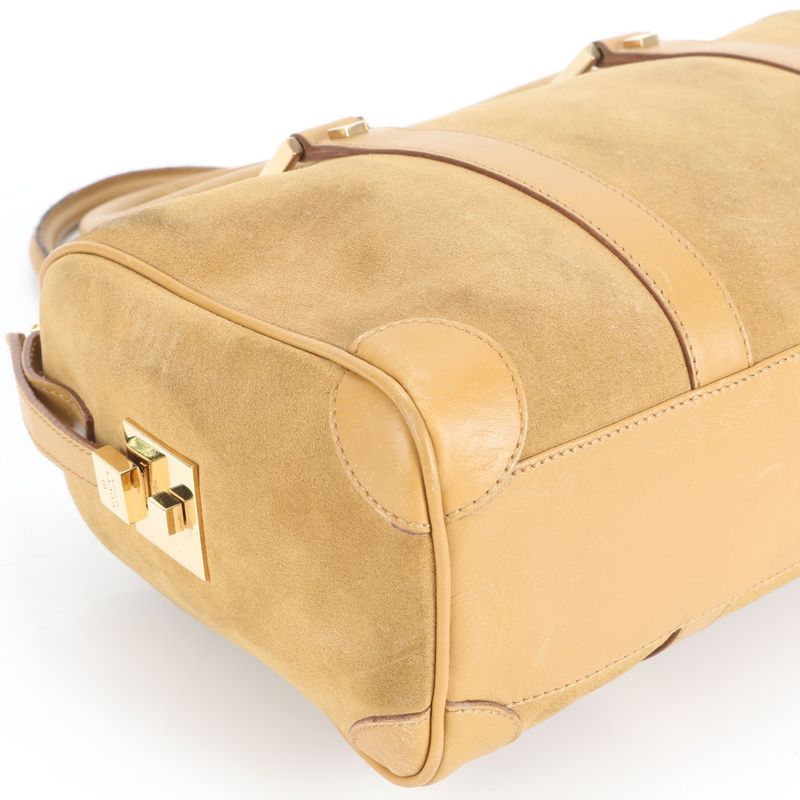 Gucci Leather Tote Bag Hand Mini Boston 000 0851 Brown Gold Hardware Women's