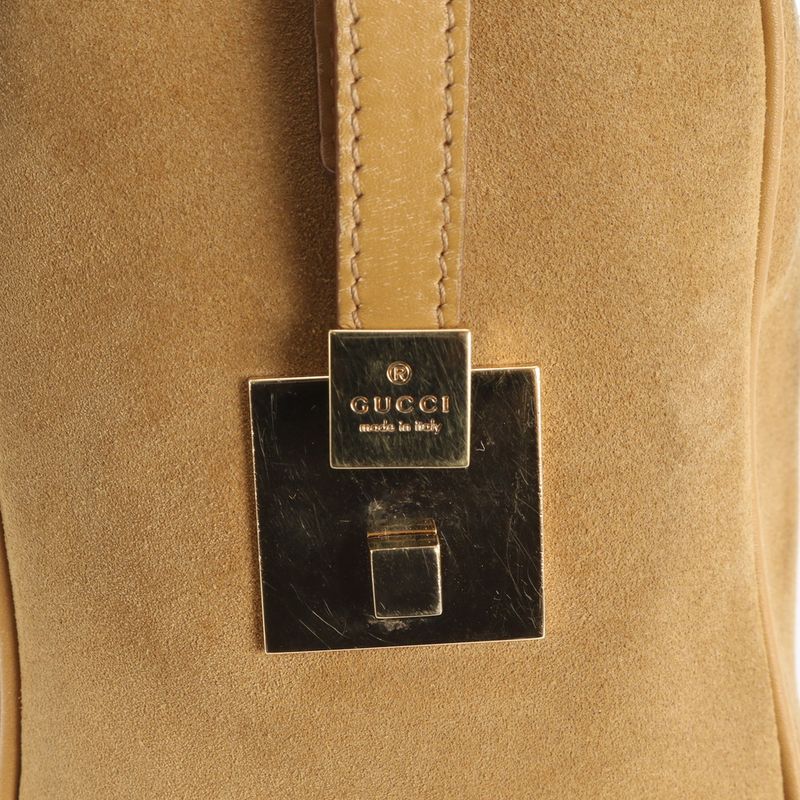 Gucci Leather Tote Bag Hand Mini Boston 000 0851 Brown Gold Hardware Women's