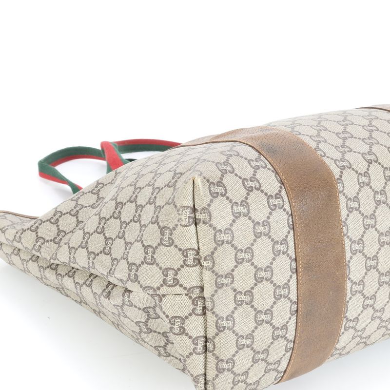 Vintage Old Gucci Sherry Line GG Plus Leather Tote Bag Shoulder A4 Ladies ECE