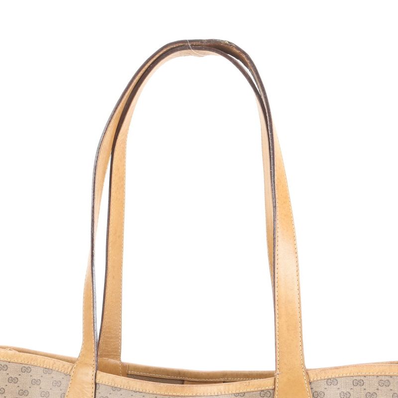 Vintage Old Gucci Micro GG Sherry Line 002-904 Leather Tote Bag Shoulder A4