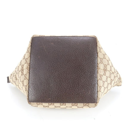 Gucci GG Canvas Sherry Line Leather Handbag Tote 131228 Brown Women ECE Cy30-10