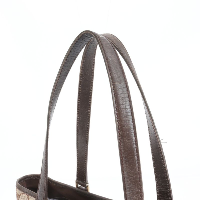 Gucci Charm With GG Canvas Sherry Line Leather Tote Bag Shoulder 137396 Women's