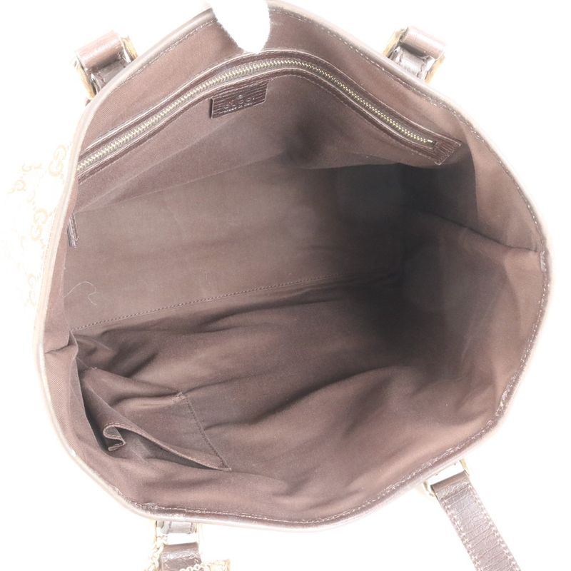 Gucci Charm With GG Canvas Sherry Line Leather Tote Bag Shoulder 137396 Women's