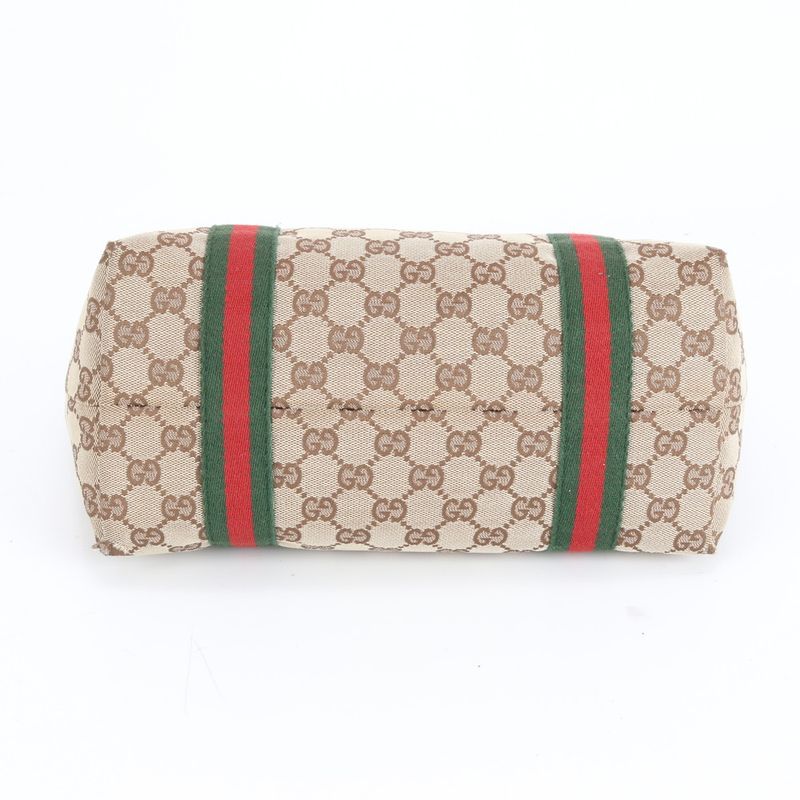 Gucci Charm With GG Canvas Sherry Line Leather Tote Bag Shoulder 137396 Women's