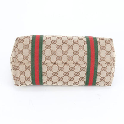 Gucci Charm With GG Canvas Sherry Line Leather Tote Bag Shoulder 137396 Women's