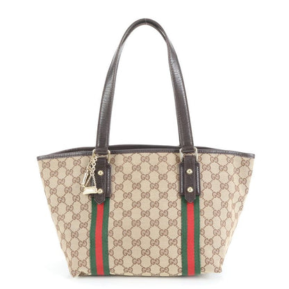 Gucci Charm With GG Canvas Sherry Line Leather Tote Bag Shoulder 137396 Deuce