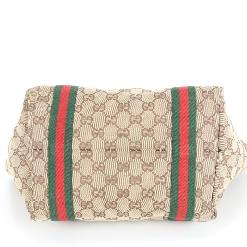 Gucci Charm With GG Canvas Sherry Line Leather Tote Bag Shoulder 137396 Deuce