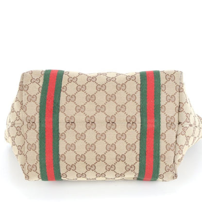 Gucci Charm With GG Canvas Sherry Line Leather Tote Bag Shoulder 137396 Deuce