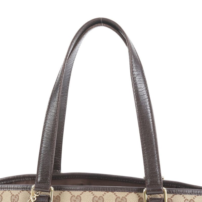 Gucci Charm With GG Canvas Sherry Line Leather Tote Bag Shoulder 137396 Deuce