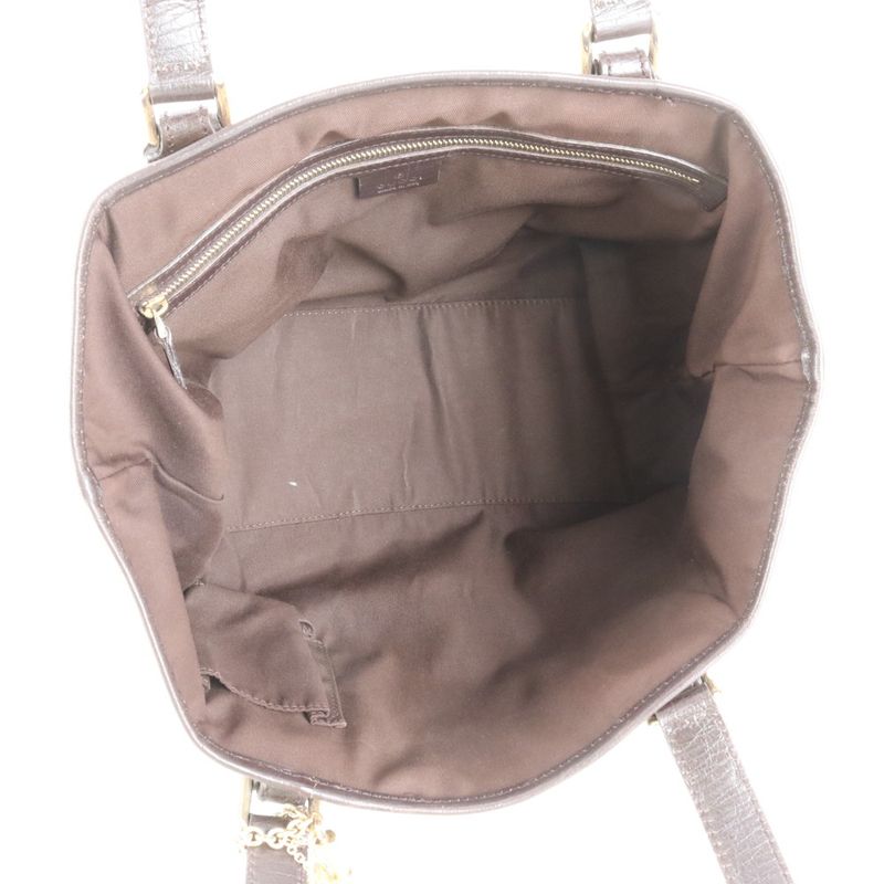 Gucci Charm With GG Canvas Sherry Line Leather Tote Bag Shoulder 137396 Deuce