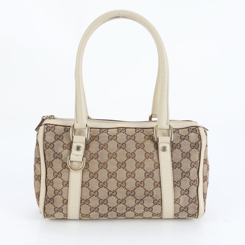 Gucci GG Canvas Abby Leather Handbag Mini Boston 130942 Tote Brown Women's ERE