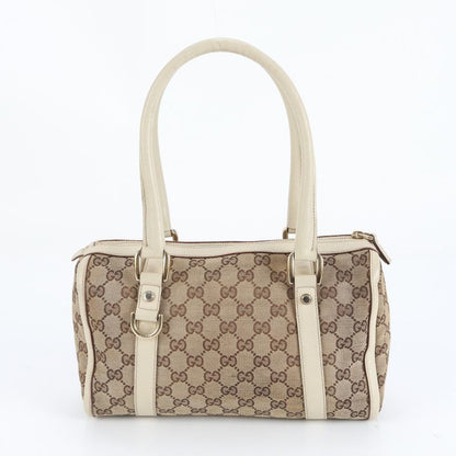 Gucci GG Canvas Abby Leather Handbag Mini Boston 130942 Tote Brown Women's ERE