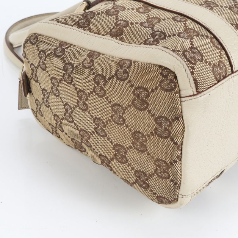 Gucci GG Canvas Abby Leather Handbag Mini Boston 130942 Tote Brown Women's ERE