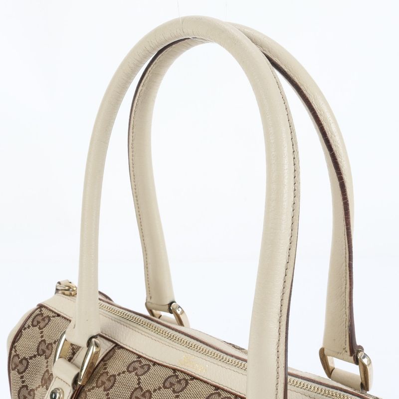 Gucci GG Canvas Abby Leather Handbag Mini Boston 130942 Tote Brown Women's ERE