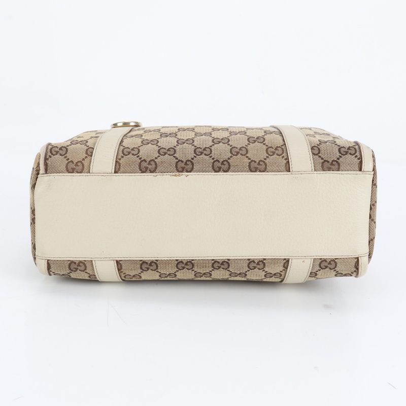 Gucci GG Canvas Abby Leather Handbag Mini Boston 130942 Tote Brown Women's ERE