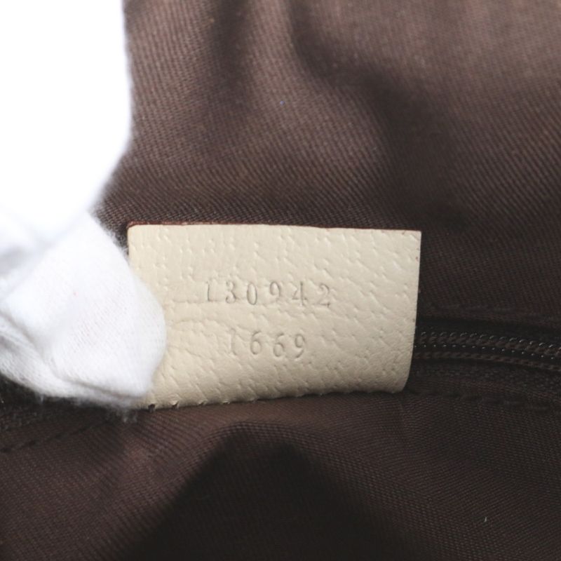 Gucci GG Canvas Abby Leather Handbag Mini Boston 130942 Tote Brown Women's ERE