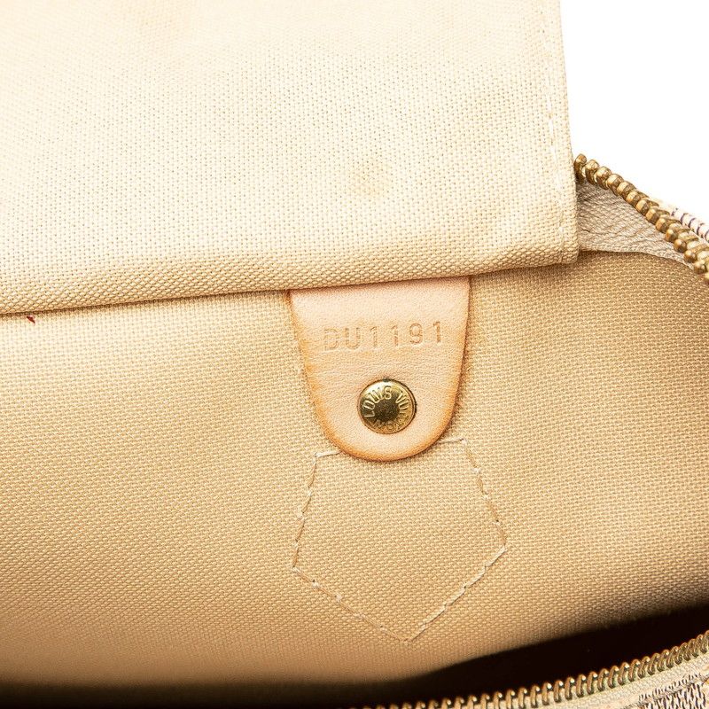 Louis Vuitton Damier Azure Speedy 35 Handbag Boston Bag N41535 White PVC