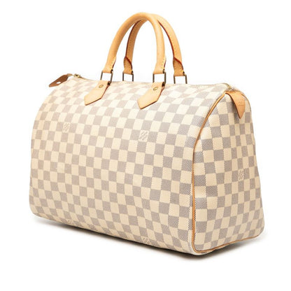 Louis Vuitton Damier Azure Speedy 35 Handbag Boston Bag N41535 White PVC