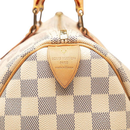 Louis Vuitton Damier Azure Speedy 35 Handbag Boston Bag N41535 White PVC