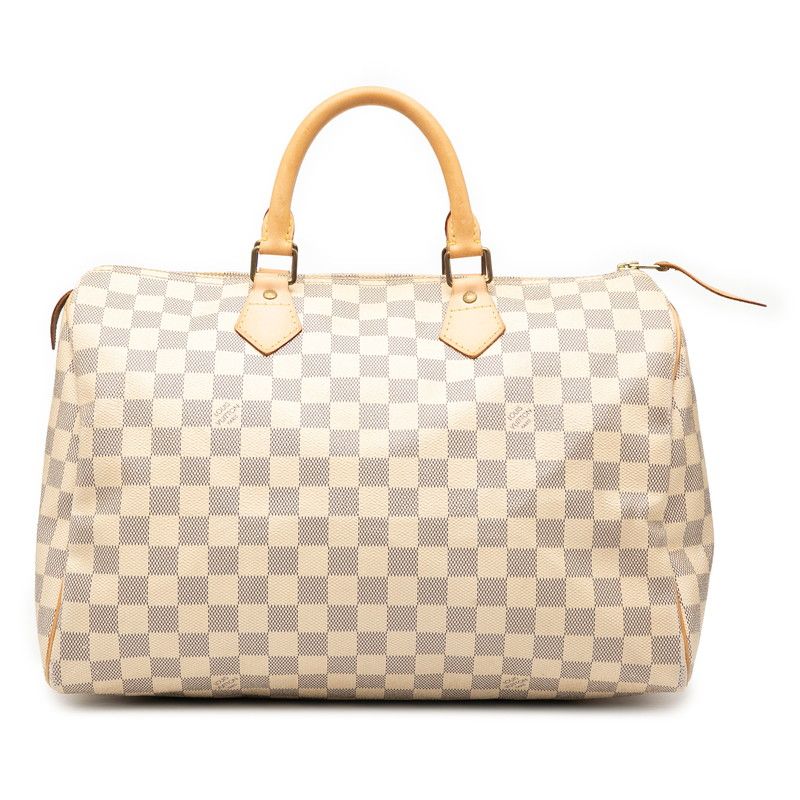 Louis Vuitton Damier Azure Speedy 35 Handbag Boston Bag N41535 White PVC
