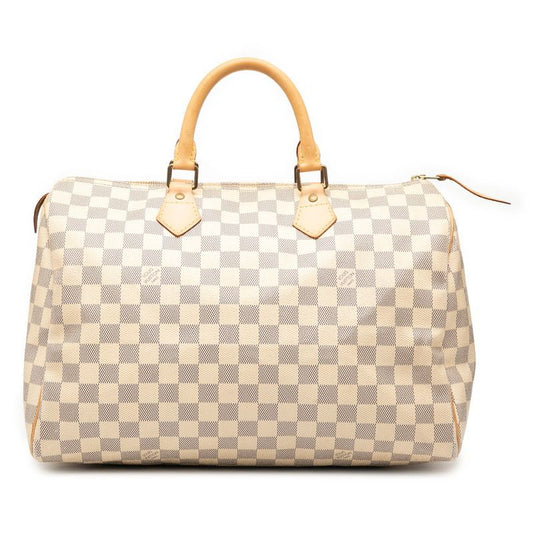 Louis Vuitton Damier Azure Speedy 35 Handbag Boston Bag N41535 White PVC