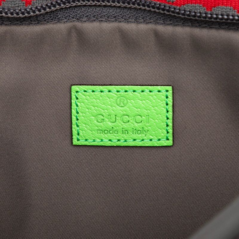Gucci GG Nylon Body Bag Waist Bag 752102 Grey Red Green Nylon Rubber Ladies
