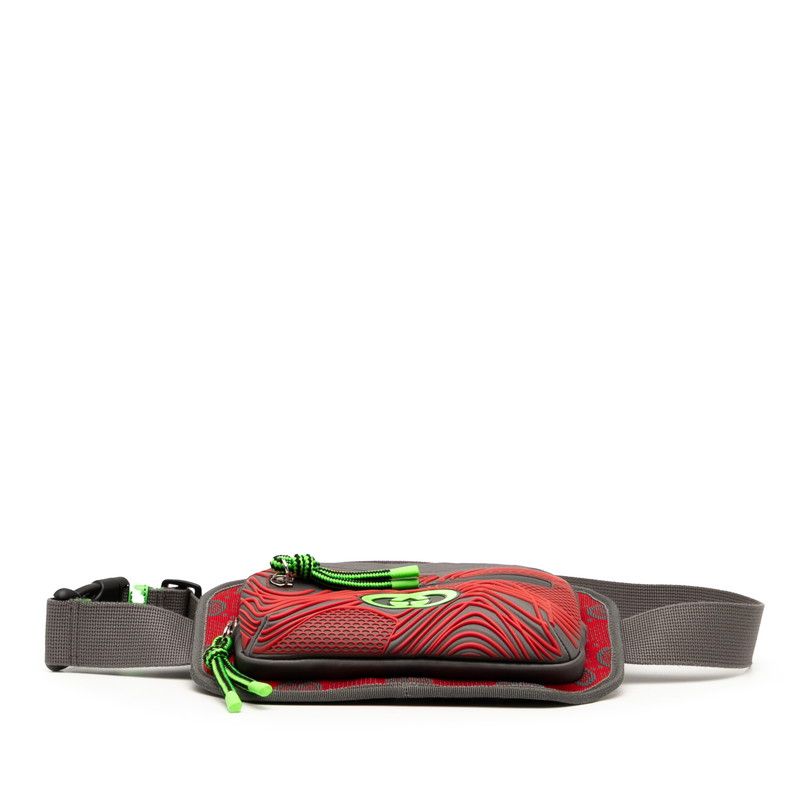 Gucci GG Nylon Body Bag Waist Bag 752102 Grey Red Green Nylon Rubber Ladies