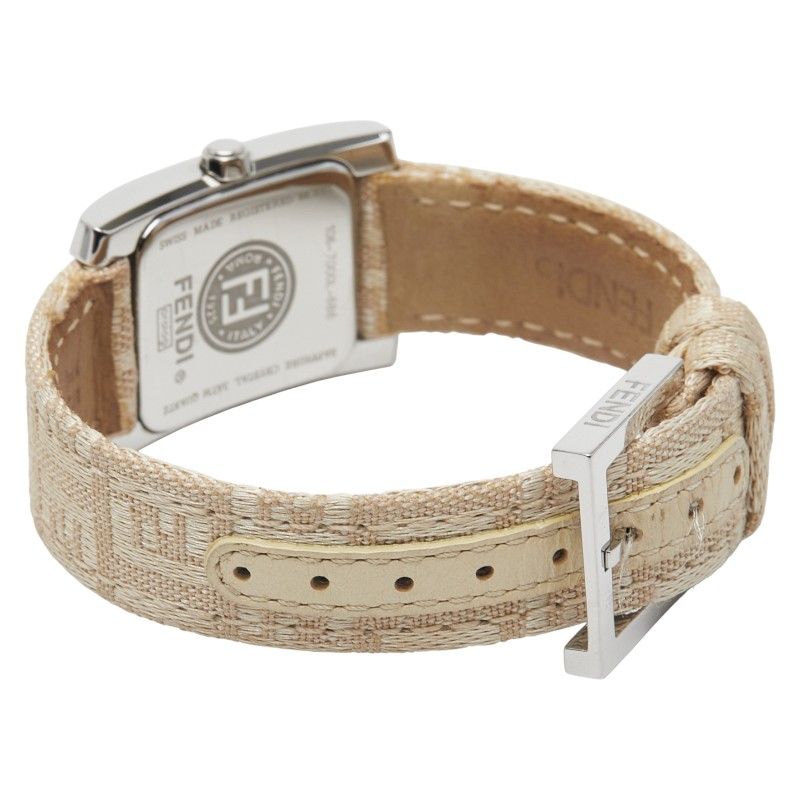 Fendi Orologi Classico 7000l Silver Beige Stainless Steel Leather Women Fendi