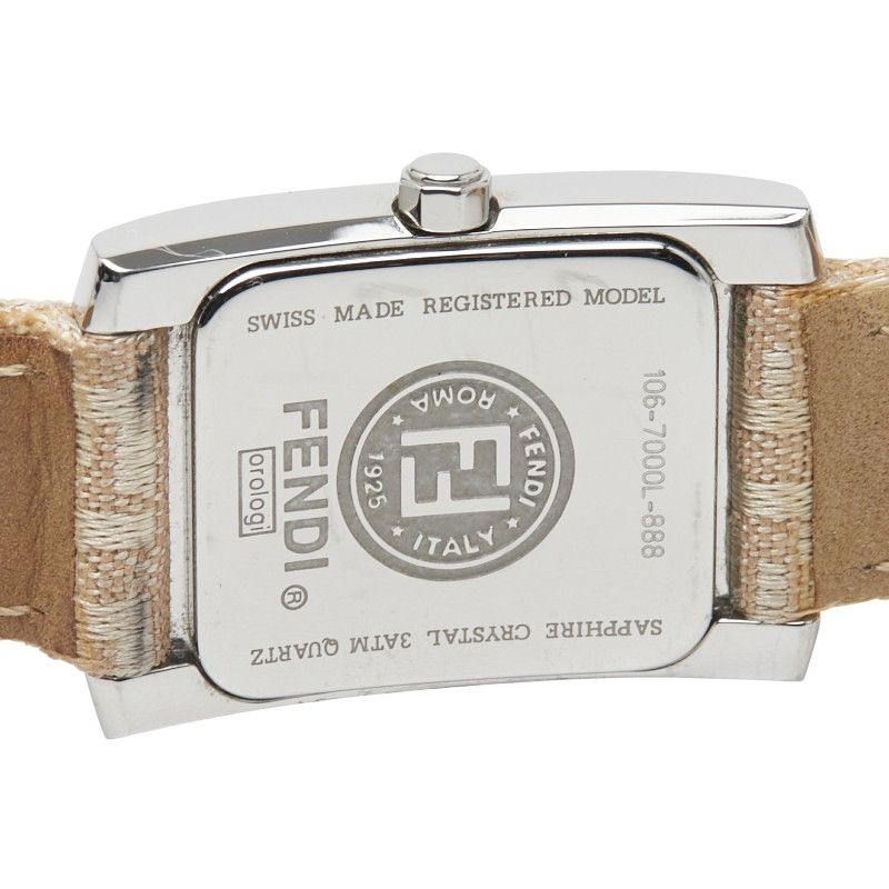 Fendi Orologi Classico 7000l Silver Beige Stainless Steel Leather Women Fendi