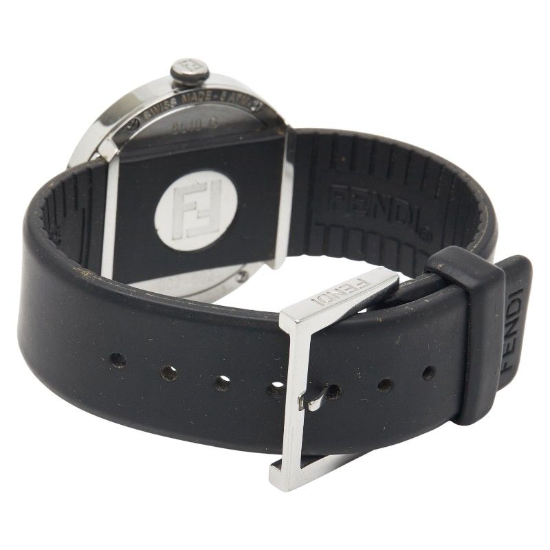Fendi Bousra 8010g Silver Black Stainless Steel Rubber Ladies Fendi