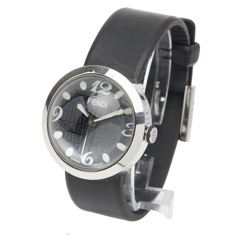 Fendi Bousra 8010g Silver Black Stainless Steel Rubber Ladies Fendi