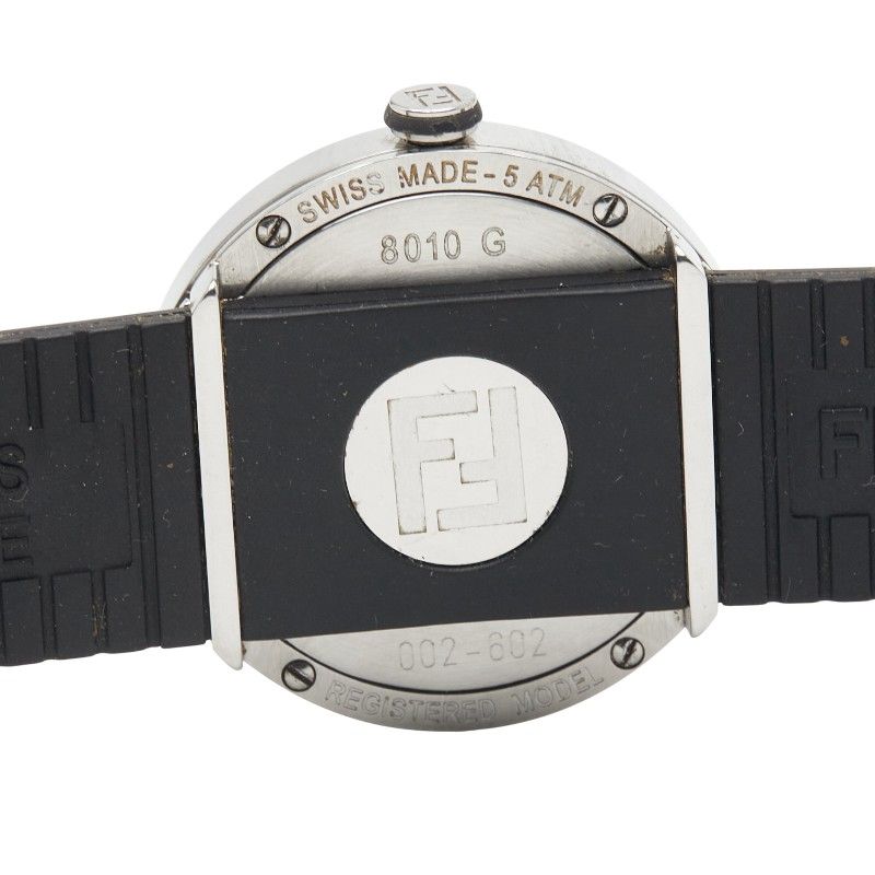Fendi Bousra 8010g Silver Black Stainless Steel Rubber Ladies Fendi