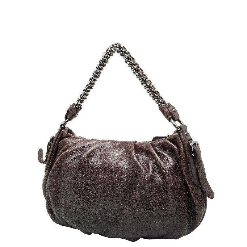 Prada Logo Hardware Chain One Shoulder Bag Handbag Purple Leather Ladies Prada