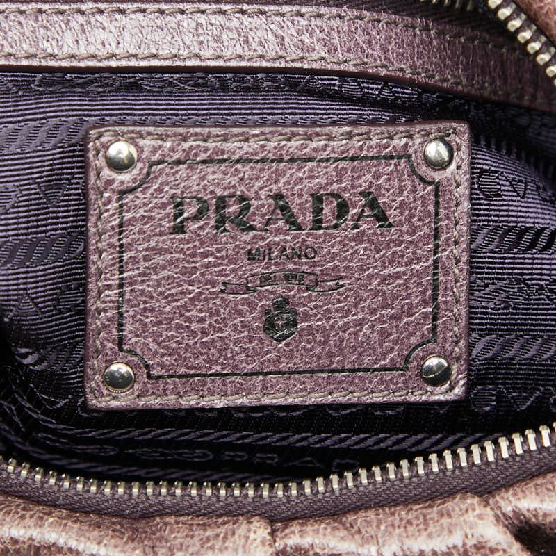 Prada Logo Hardware Chain One Shoulder Bag Handbag Purple Leather Ladies Prada