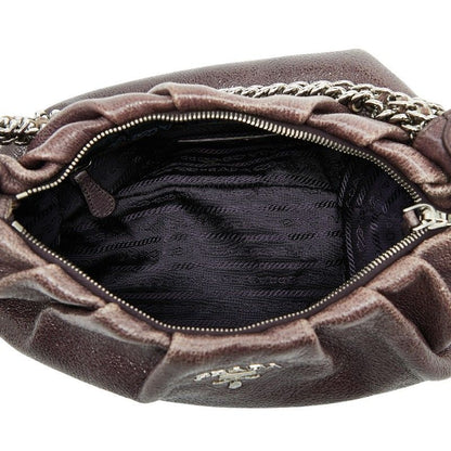 Prada Logo Hardware Chain One Shoulder Bag Handbag Purple Leather Ladies Prada