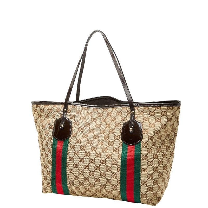 Gucci GG Canvas Sherry Line Jolie Tote Shoulder Bag 211970 Beige Brown Canvas