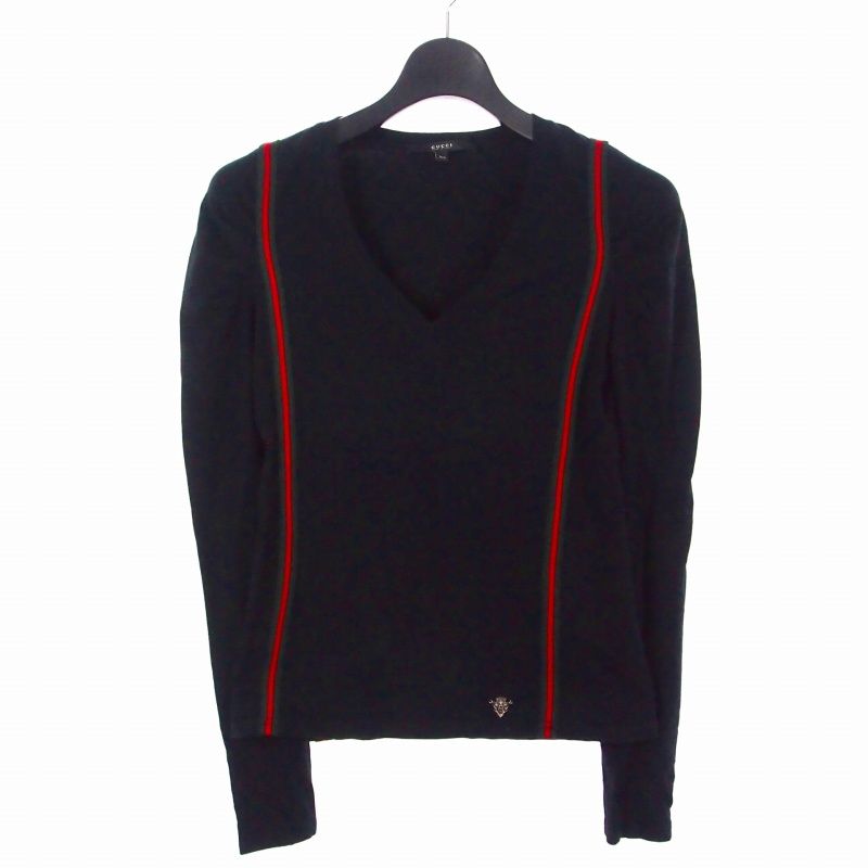 Gucci Sherry Line V-neck Cut And Sewn Long Sleeve XS Black