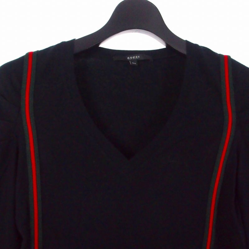 Gucci Sherry Line V-neck Cut And Sewn Long Sleeve XS Black