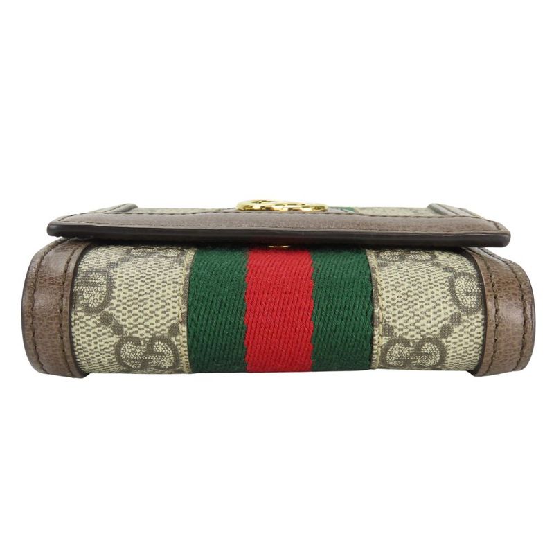 Gucci Trifold Wallet 523174 Sherry Line Ophidia Leather Brown Small Women