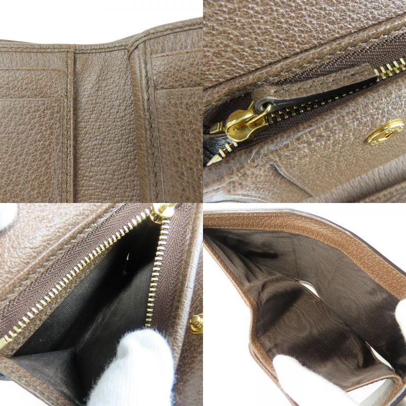 Gucci Trifold Wallet 523174 Sherry Line Ophidia Leather Brown Small Women