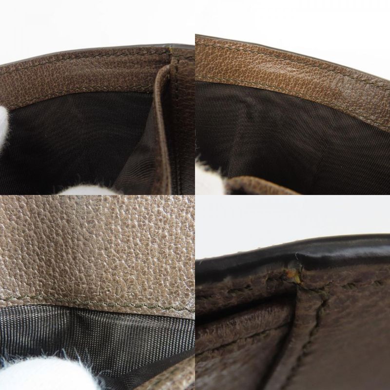 Gucci Trifold Wallet 523174 Sherry Line Ophidia Leather Brown Small Women