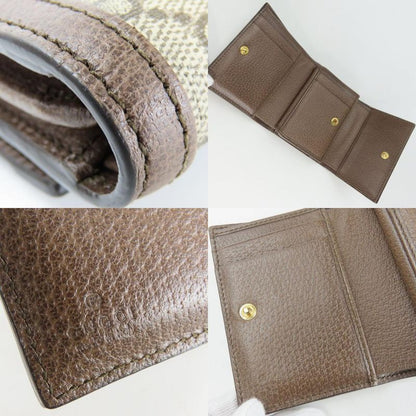 Gucci Trifold Wallet 523174 Sherry Line Ophidia Leather Brown Small Women