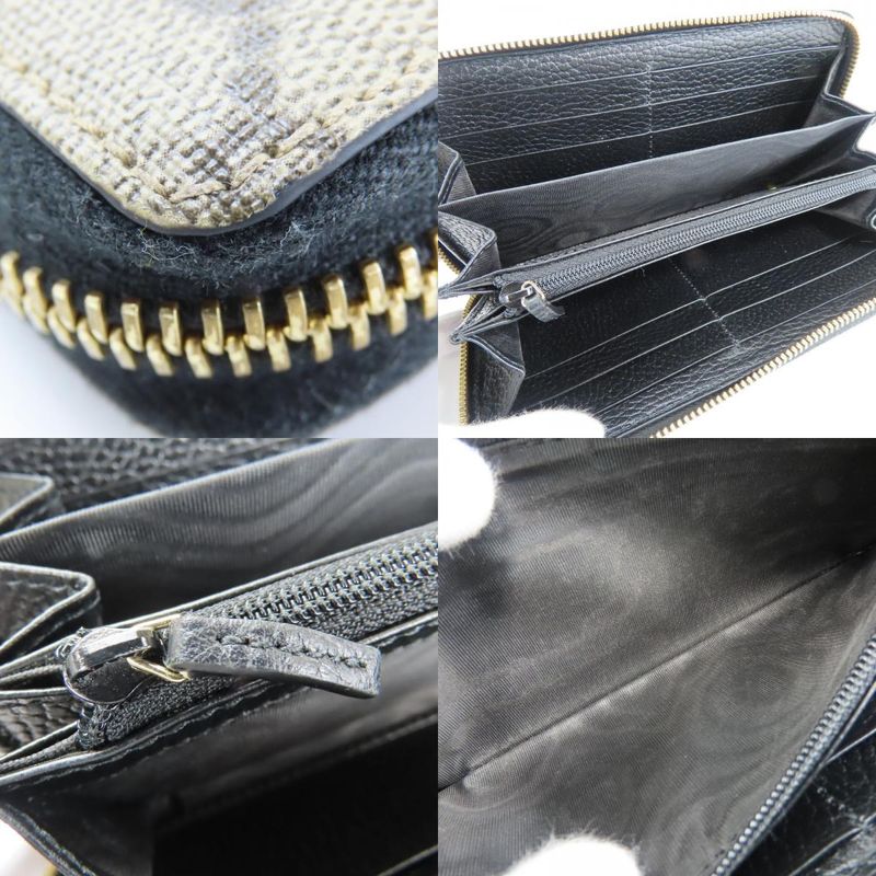 Gucci Long Wallet With Round Zipper 456117 GG Marmont GG Supreme Canvas Leather