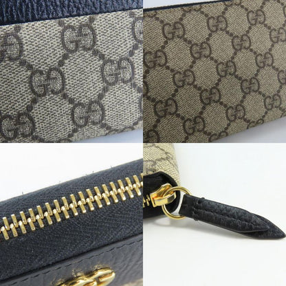 Gucci Long Wallet With Round Zipper 456117 GG Marmont GG Supreme Canvas Leather