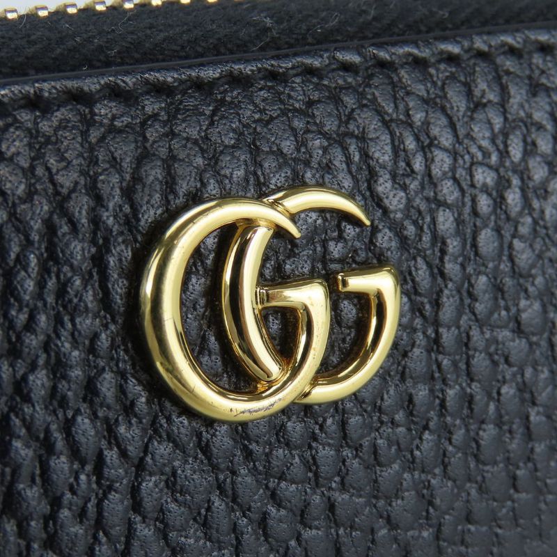 Gucci Long Wallet With Round Zipper 456117 GG Marmont GG Supreme Canvas Leather