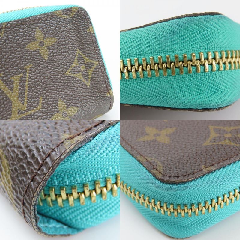 Louis Vuitton Card Case M60910 Monogram Tourcoise Blue Brown Small Accessories