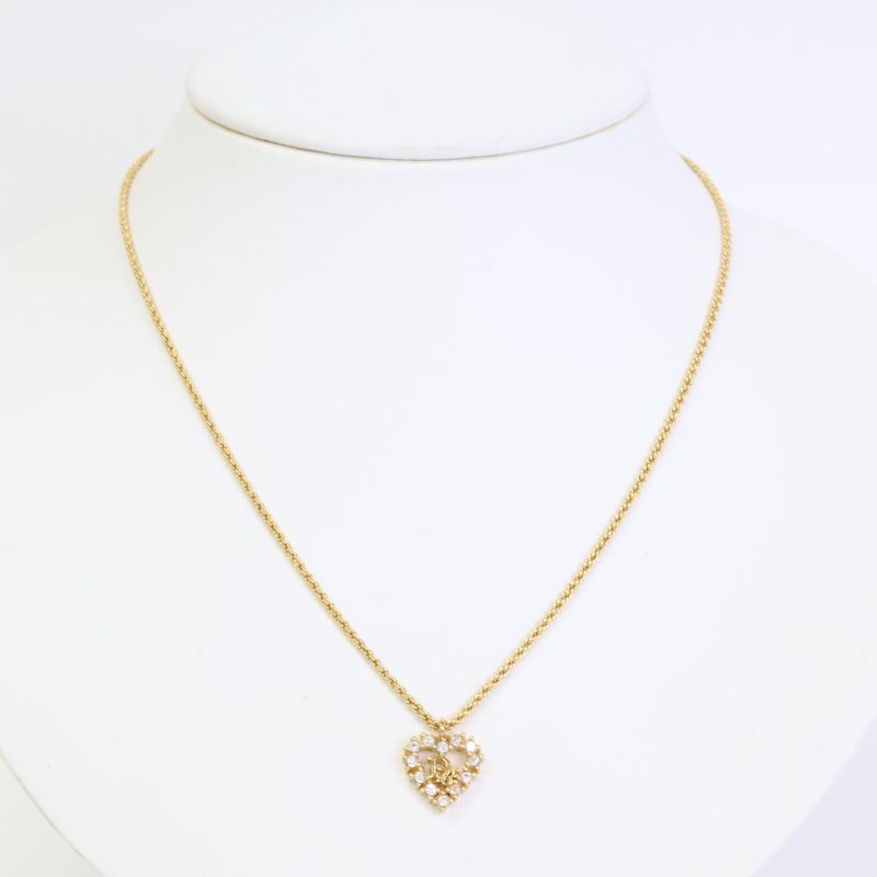 DIOR CD Logo Heart Rhinestone Rope Chain