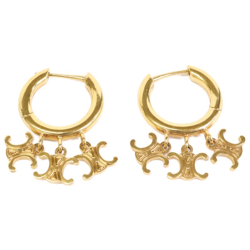 Celine Triomphe Trio Hoop In Gold Finish Brass