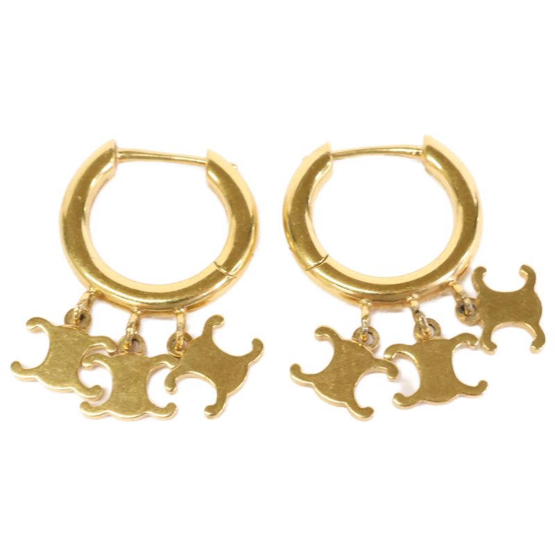 Celine Triomphe Trio Hoop In Gold Finish Brass