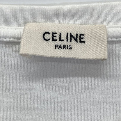 Celine White Cotton Logo Print T-shirt S